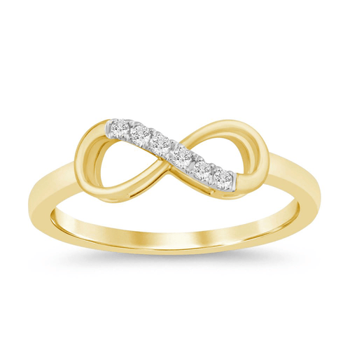 Infinity Ring with 0.05tw of Diamonds in 9kt Yellow Gold Rings Bevilles 