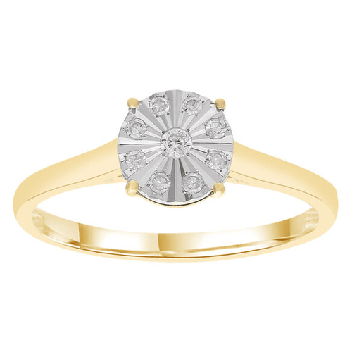Circular Ring with 0.05ct of Diamonds in 9ct Yellow Gold Bevilles Jewellers 