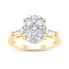 Oval Shaped Ring with 1.00ct of Diamonds in 9ct Yellow Gold Bevilles Jewellers 