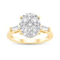 Oval Shaped Ring with 1.00ct of Diamonds in 9ct Yellow Gold Bevilles Jewellers 