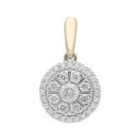 45cm Composite Halo Necklace with 0.25tw of Diamonds in 9kt Yellow Gold Pendants Bevilles 