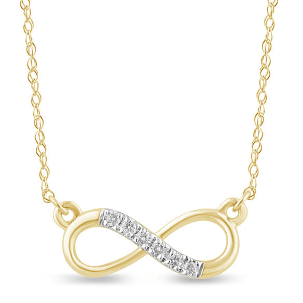45cm Diamond Set Infinity Necklace in 9kt Yellow Gold Pendants Bevilles 