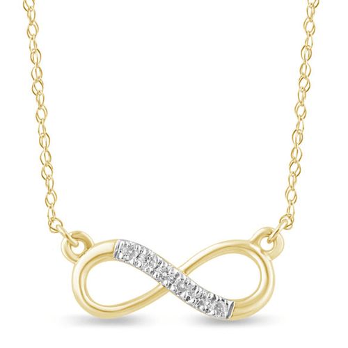 Diamond Set Infinity Necklace in 9ct Yellow Gold Bevilles Jewellers 