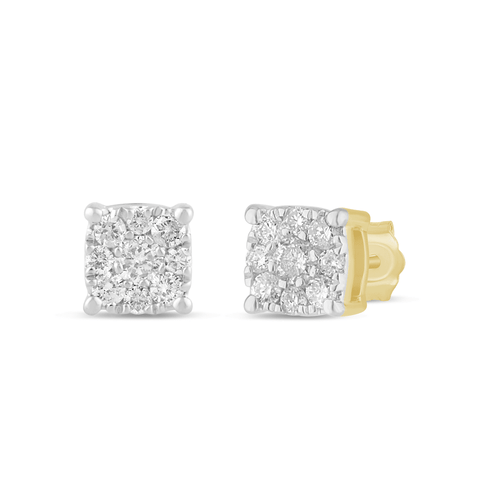 Composite Stud Earrings with 0.10ct of Diamonds in 9ct Yellow Gold Bevilles Jewellers 