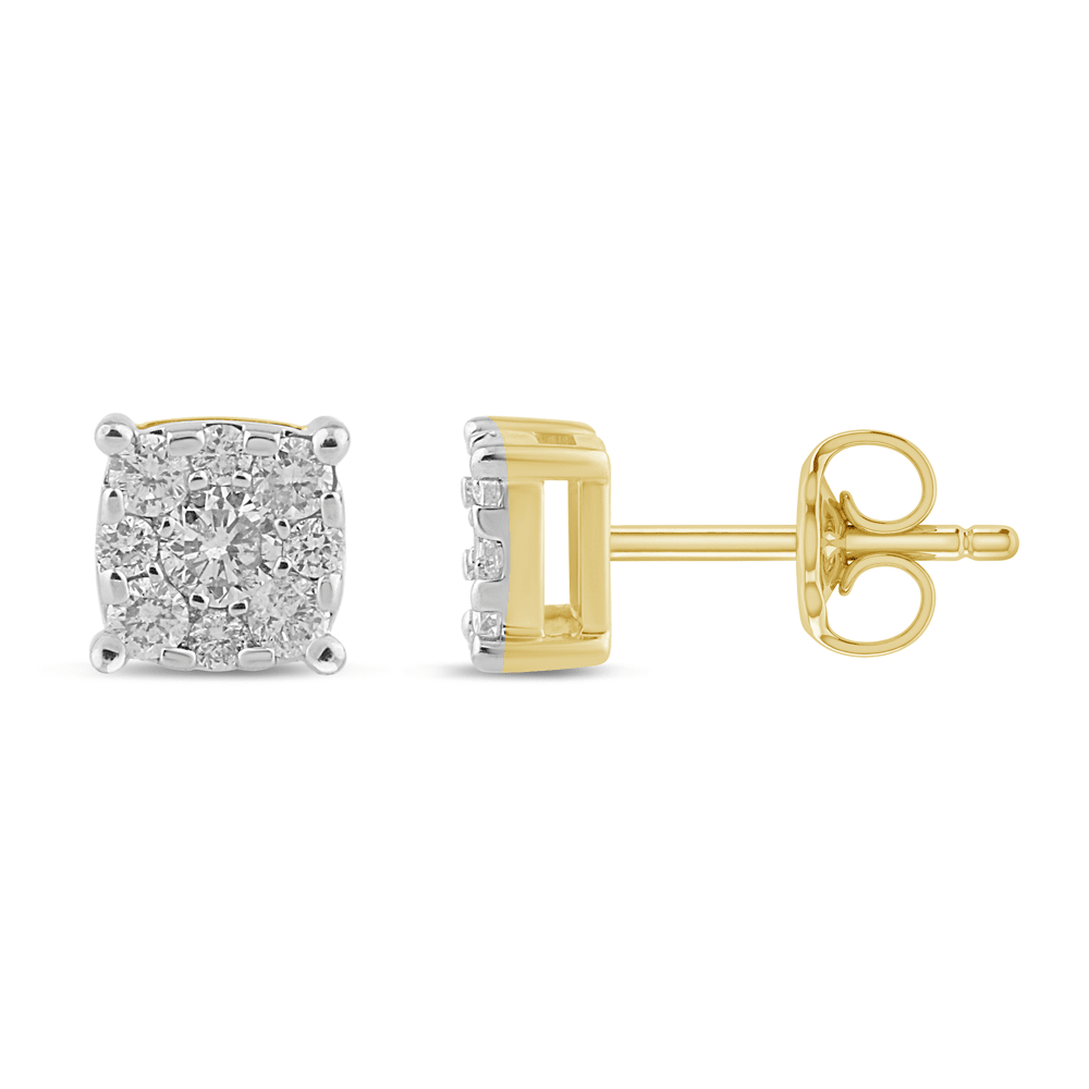 Composite Stud Earrings with 0.30ct of Diamonds in 9ct Yellow Gold Bevilles Jewellers 