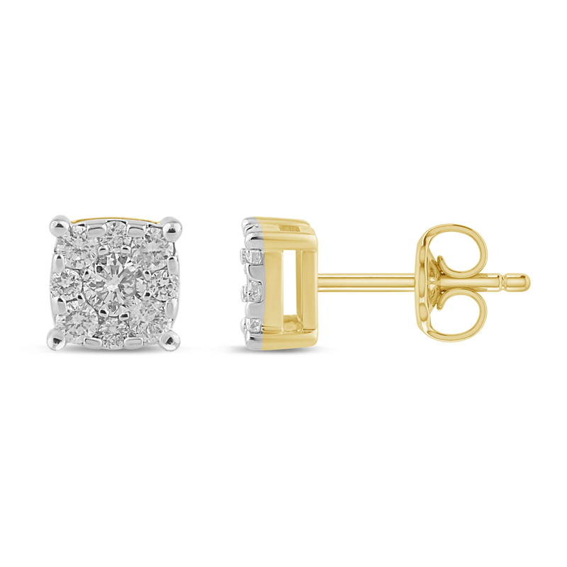 Composite Stud Earrings with 0.30ct of Diamonds in 9ct Yellow Gold Bevilles Jewellers 