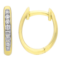 Channel Hoop Earrings with 0.20tw of Diamonds in 9kt Yellow Gold Earrings Bevilles 