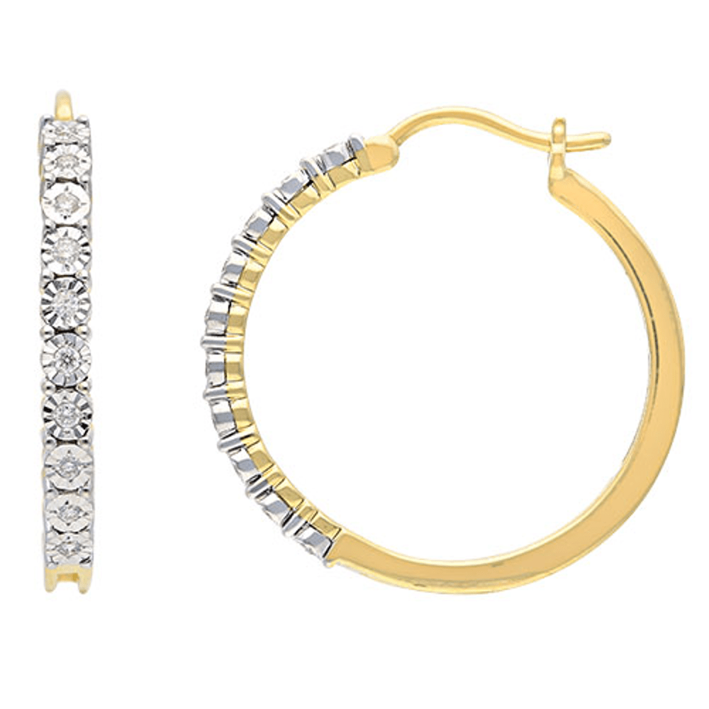 Miracle Hoop Earrings with 0.25tw of Diamonds in 9kt Yellow Gold Earrings Bevilles 