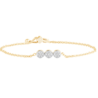 Three Station Bracelet With 0.30ct of Diamonds in 9ct Yellow Gold Bevilles Jewellers 