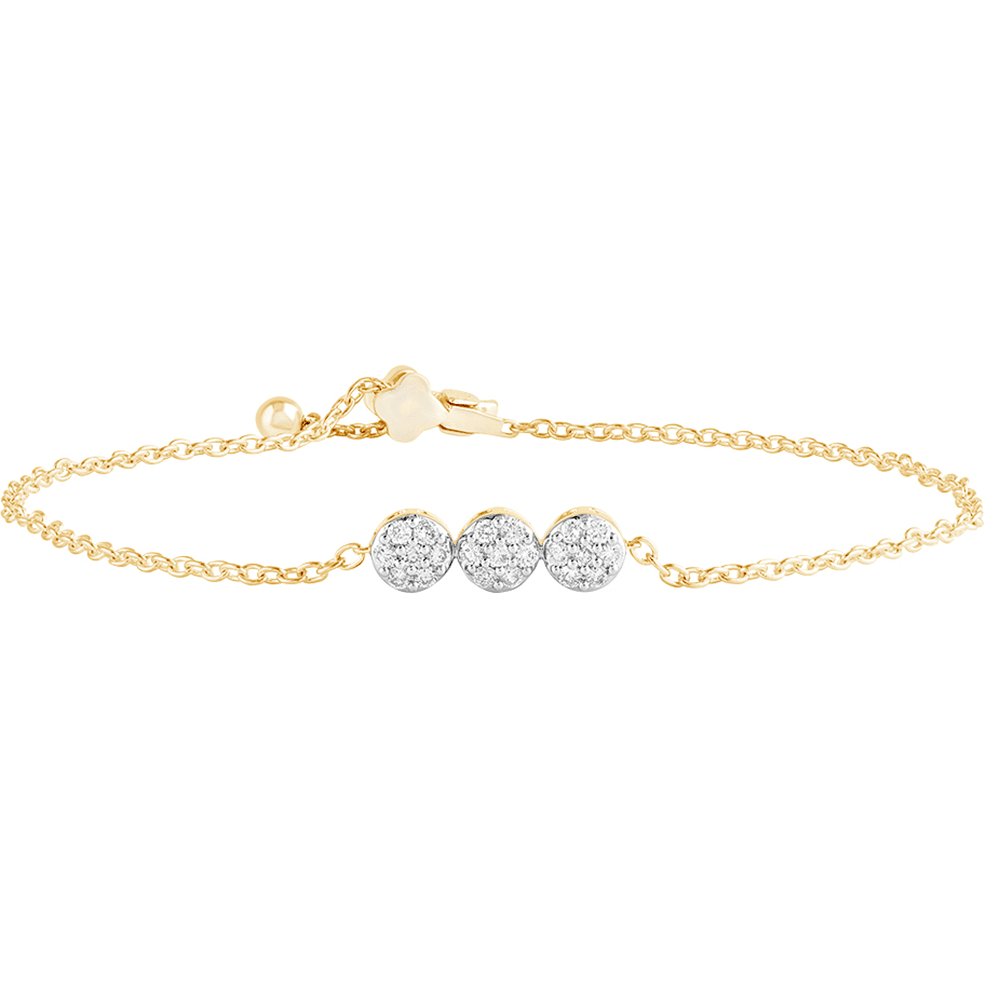 Three Station Bracelet With 0.30ct of Diamonds in 9ct Yellow Gold Bevilles Jewellers 