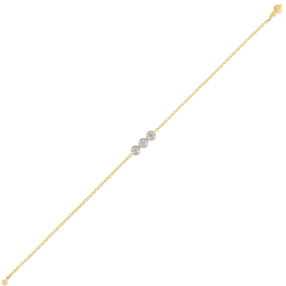 Three Station Bracelet With 0.30ct of Diamonds in 9ct Yellow Gold Bevilles Jewellers 