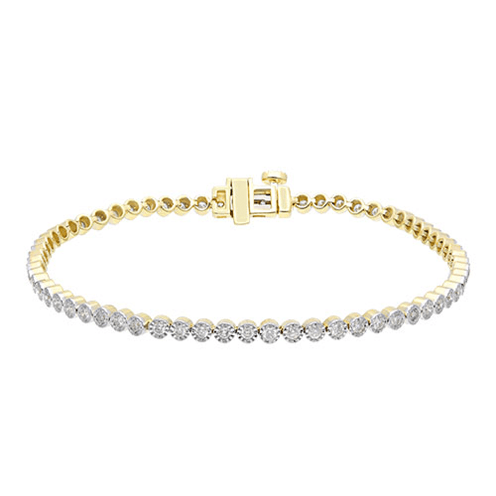 18cm Tennis Bracelet with 1.00tw of Diamonds in 9kt Yellow Gold Bracelets Bevilles 