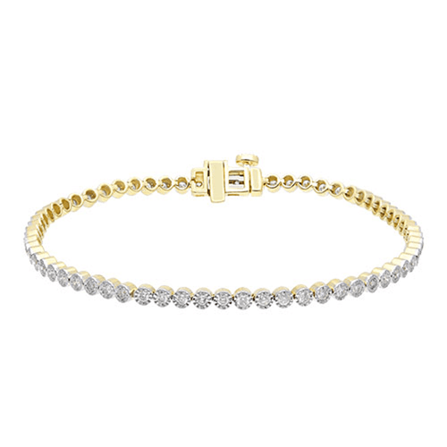 Tennis Bracelet with 1.00ct of Diamonds in 9ct Yellow Gold Bevilles Jewellers 