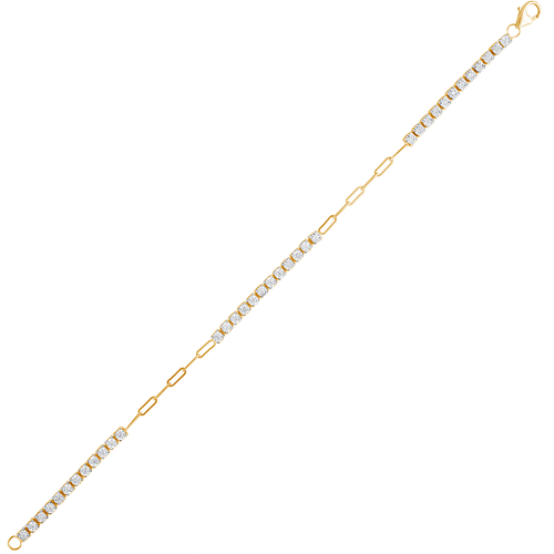 Paperclip Tennis Bracelet with 0.35ct of Diamonds in 9ct Yellow Gold Bevilles Jewellers 