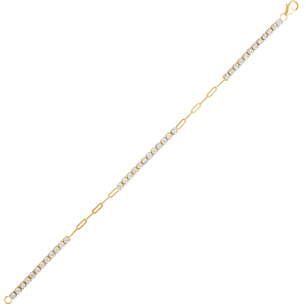 18cm Paperclip Tennis Bracelet with 0.35tw of Diamonds in 9kt Yellow Gold Bracelets Bevilles 