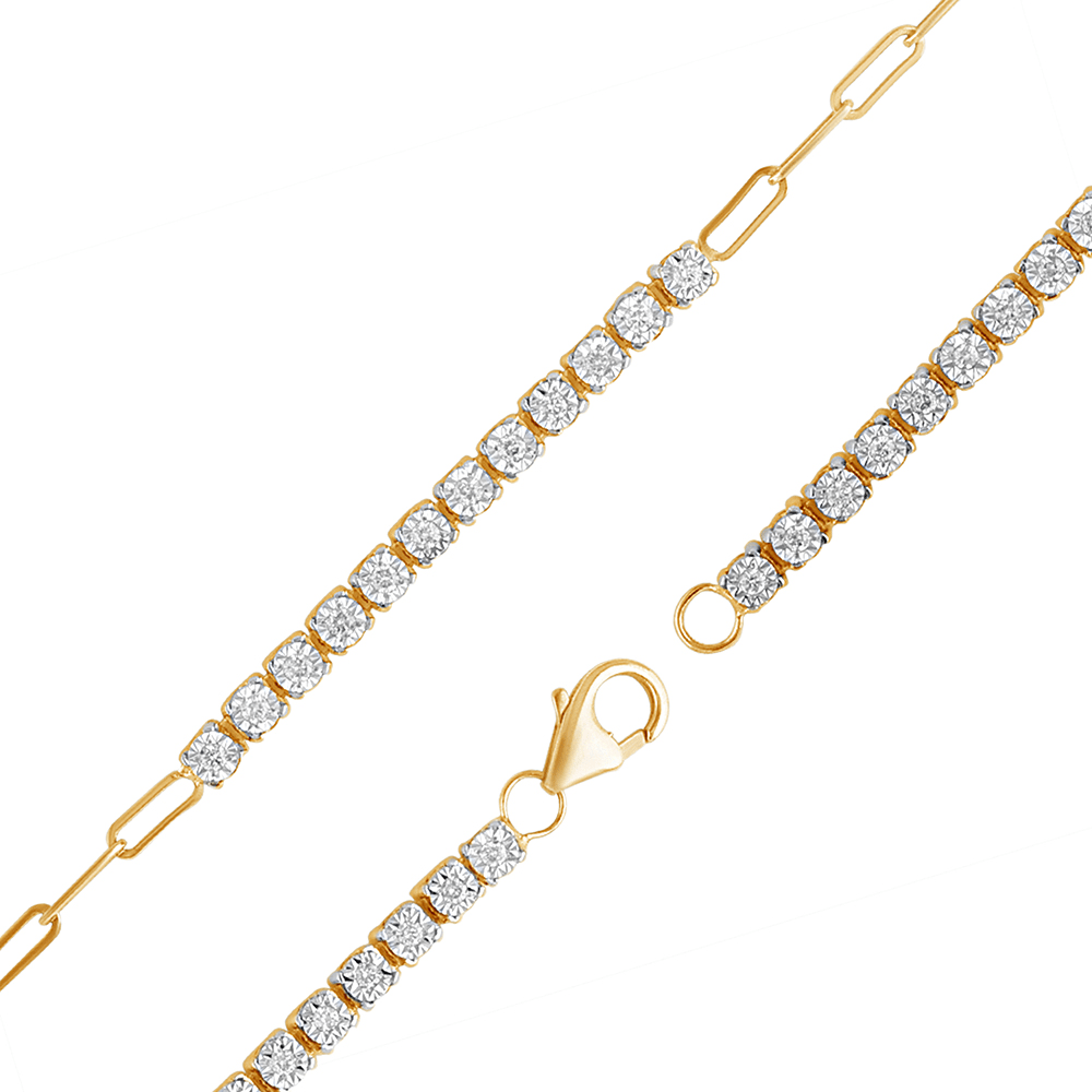 18cm Paperclip Tennis Bracelet with 0.35tw of Diamonds in 9kt Yellow Gold Bracelets Bevilles 