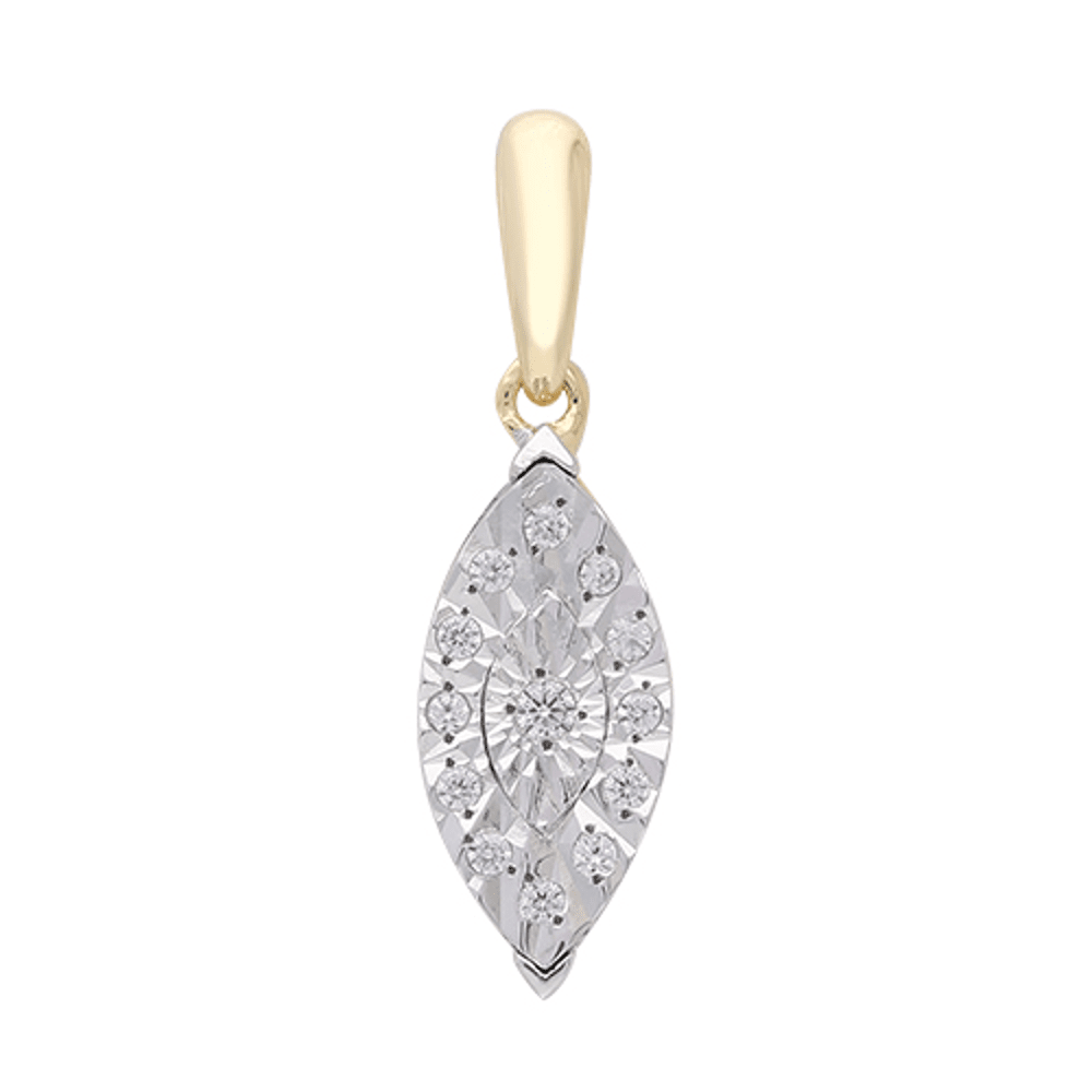 Diamond Set Marquise Necklace in 9ct Yellow Gold Bevilles Jewellers 