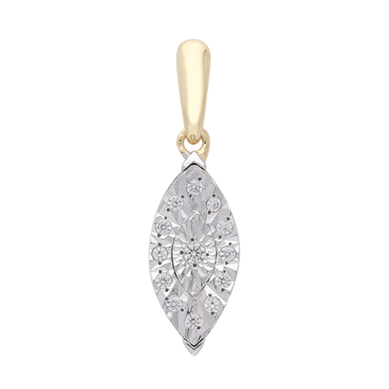 Diamond Set Marquise Necklace in 9ct Yellow Gold Bevilles Jewellers 