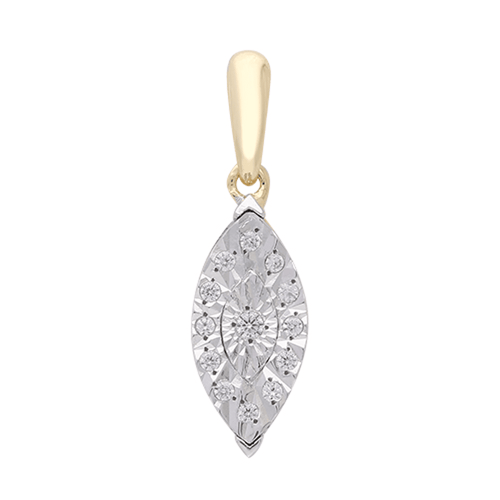 45cm Diamond Set Marquise Necklace in 9kt Yellow Gold Pendants Bevilles 
