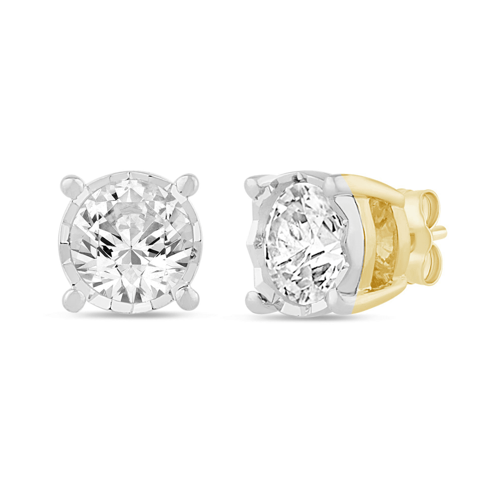 Soliatire Mirace Stud Earrings with 0.40ct of Diamonds in 9ct Yellow Gold Bevilles Jewellers 