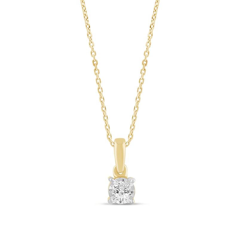 Diamond Set Solitaire Miracle Necklace in 9ct Yellow Gold Bevilles Jewellers 
