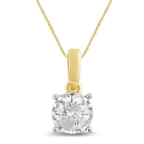 1/4ct Diamond Solitaire Miracle Necklace in 9ct Yellow Gold Bevilles Jewellers 