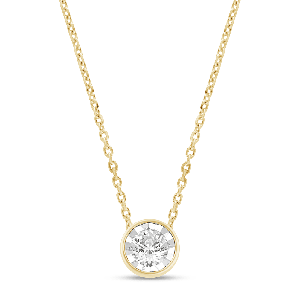 0.20ct Diamond Solitaire Bezel 45cm Necklace in 9kt Yellow Gold Pendants Bevilles 