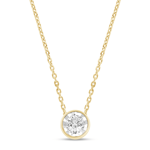 1/5ct Diamond Solitaire Bezel Necklace in 9ct Yellow Gold Bevilles Jewellers 