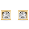 Cushion Shape Stud Earrings with 0.05ct of Diamonds in 9ct Yellow Gold Bevilles Jewellers 