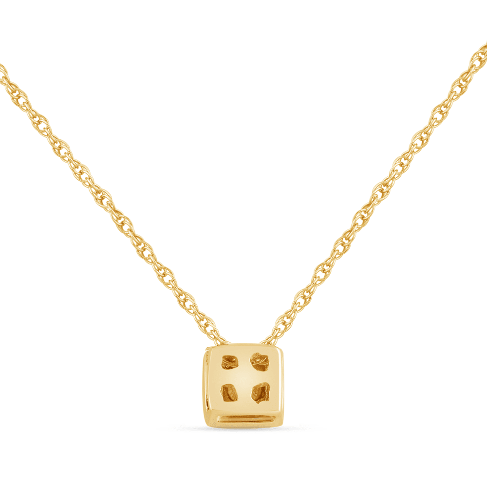 Diamond Set Bezel Cushion Necklace in 9ct Yellow Gold Bevilles Jewellers 