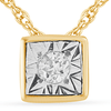 Diamond Set Bezel Cushion Necklace in 9ct Yellow Gold Bevilles Jewellers 