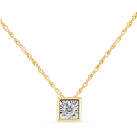 45cm Diamond Set Bezel Cushion Necklace in 9kt Yellow Gold Pendants Bevilles 