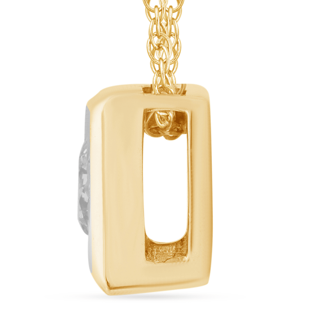 Diamond Set Bezel Cushion Necklace in 9ct Yellow Gold Bevilles Jewellers 