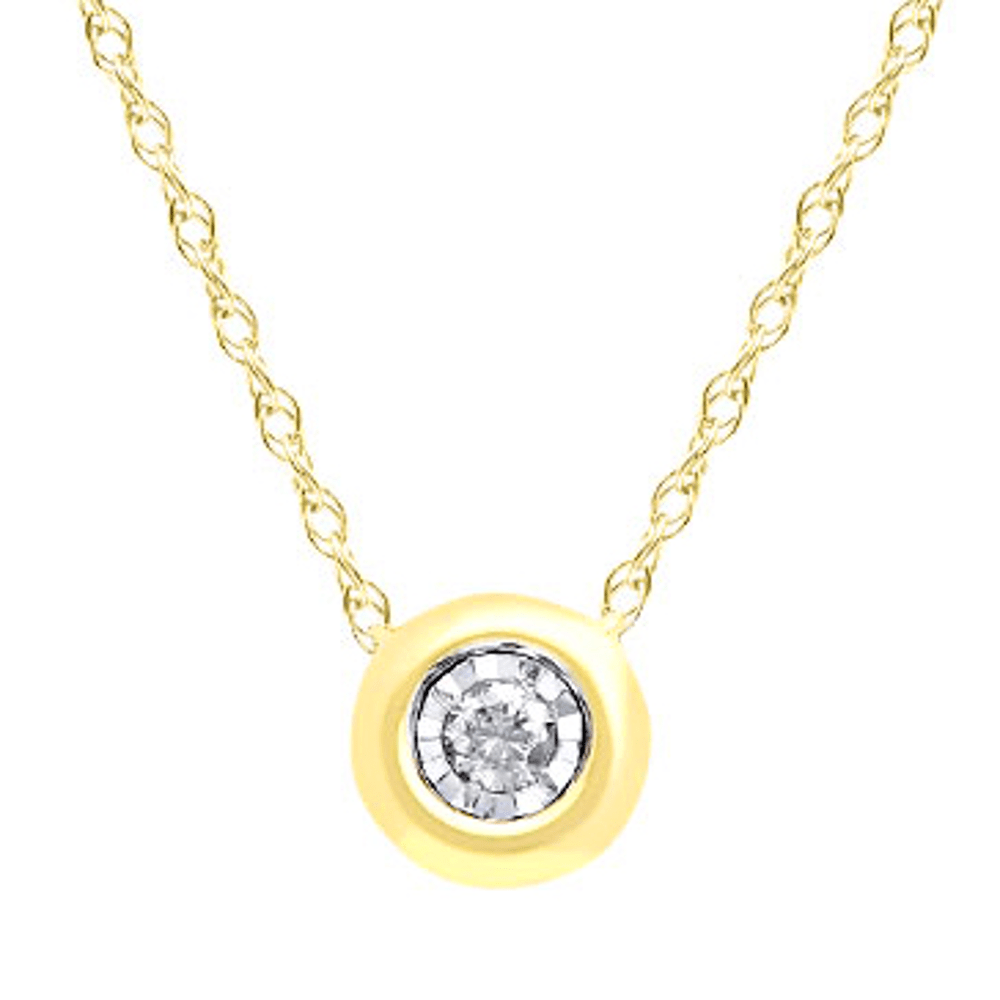 Diamond Set Bezel Round Necklace in 9ct Yellow Gold Bevilles Jewellers 