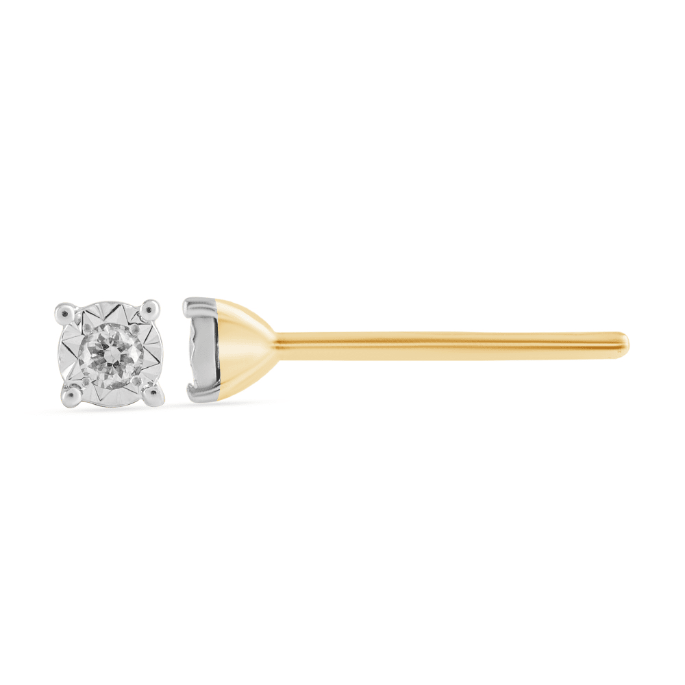Diamond Set Miracle Nose Ring Pin in 9kt Yellow Gold Earrings Bevilles 