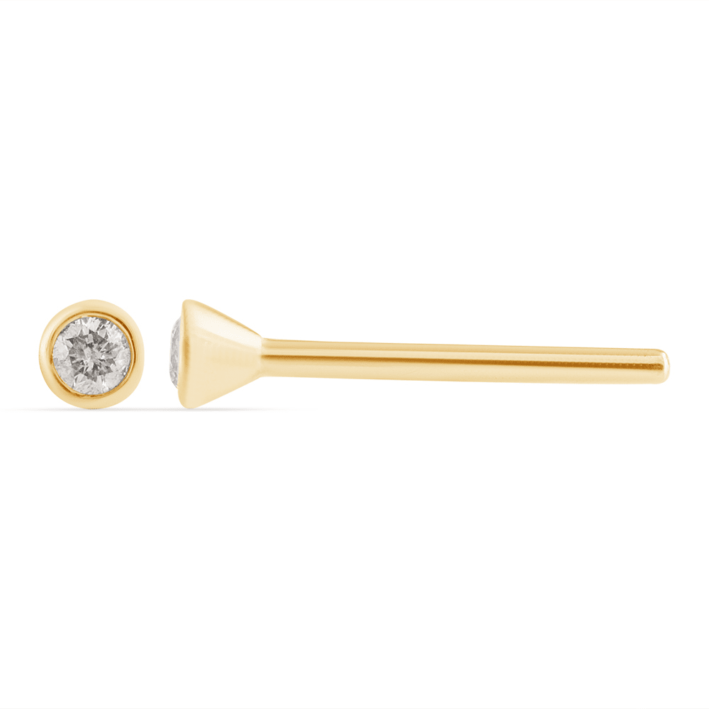 Diamond Set Miracle Nose Pin in 9kt Yellow Gold Earrings Bevilles 