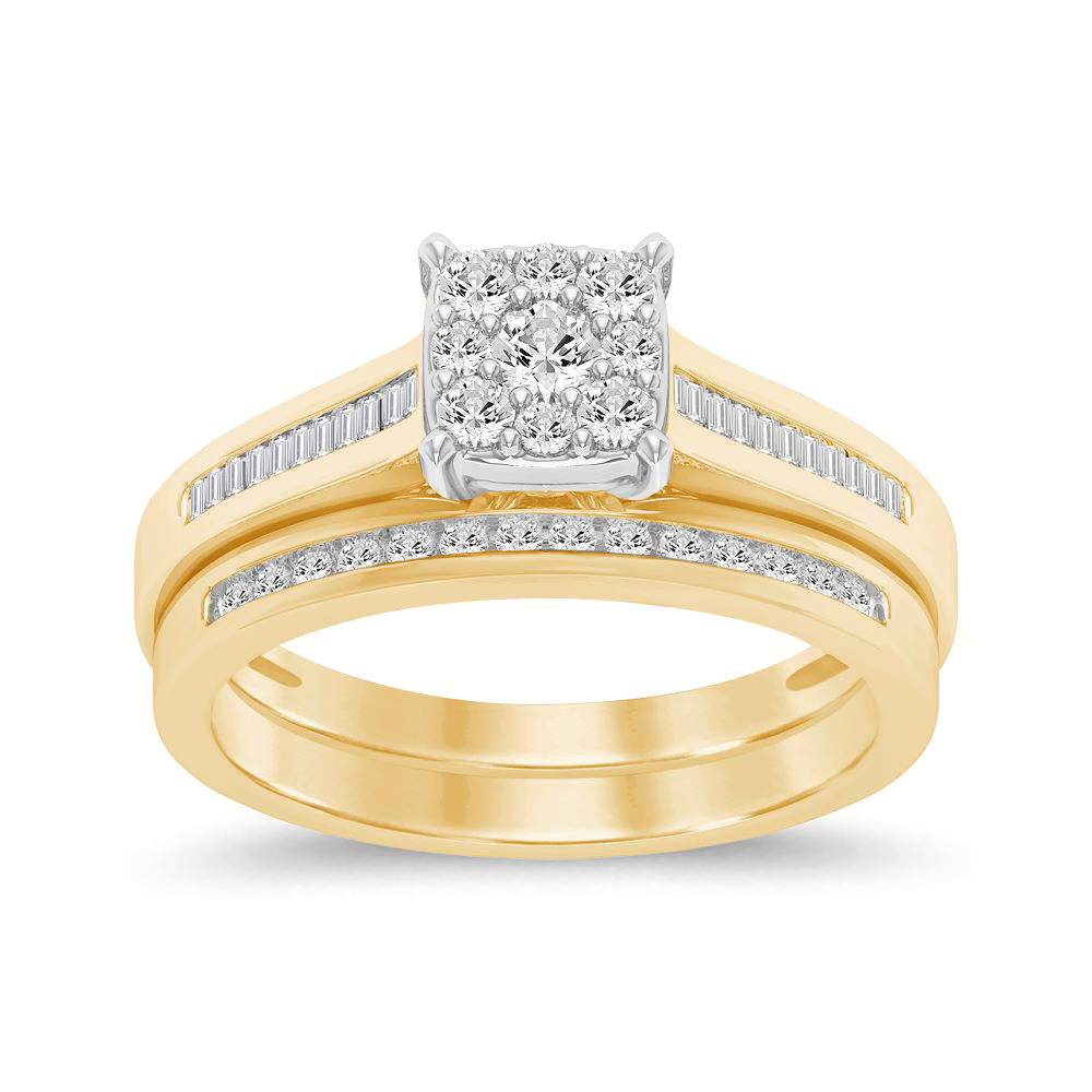 2 Channel Ring Set with 0.45ct of Diamonds in 9ct Yellow Gold Bevilles Jewellers 
