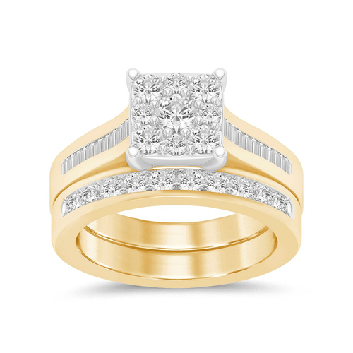 2 Channel Ring Set with 0.80tw of Diamonds in 9kt Yellow Gold Rings Bevilles 