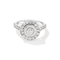 Round Halo Ring with 0.16tw of Diamonds in Sterling Silver Rings Bevilles 
