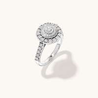 Round Halo Ring with 0.16tw of Diamonds in Sterling Silver Rings Bevilles 