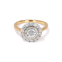 Round Halo Ring with 0.15tw of Diamonds in 9kt Yellow Gold Rings Bevilles 