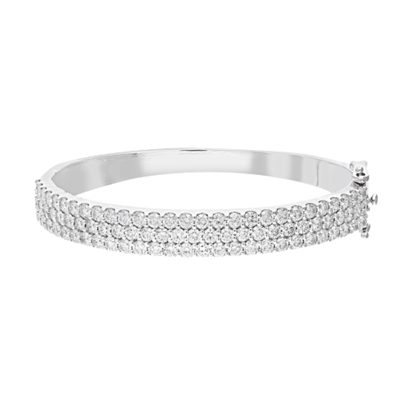 60mm Triple Row Dress Bangle with 7.00tw of Laboratory-Grown Diamonds in Sterling Silver and Platinum Bangles Bevilles 