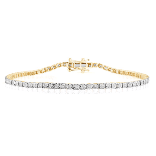 Tennis Bracelet with 1/2ct of Diamonds in 9ct Yellow Gold Bevilles Jewellers 