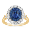 Created Sapphire Ring with 1/3ct of Diamonds in 9ct Yellow Gold Bevilles Jewellers 