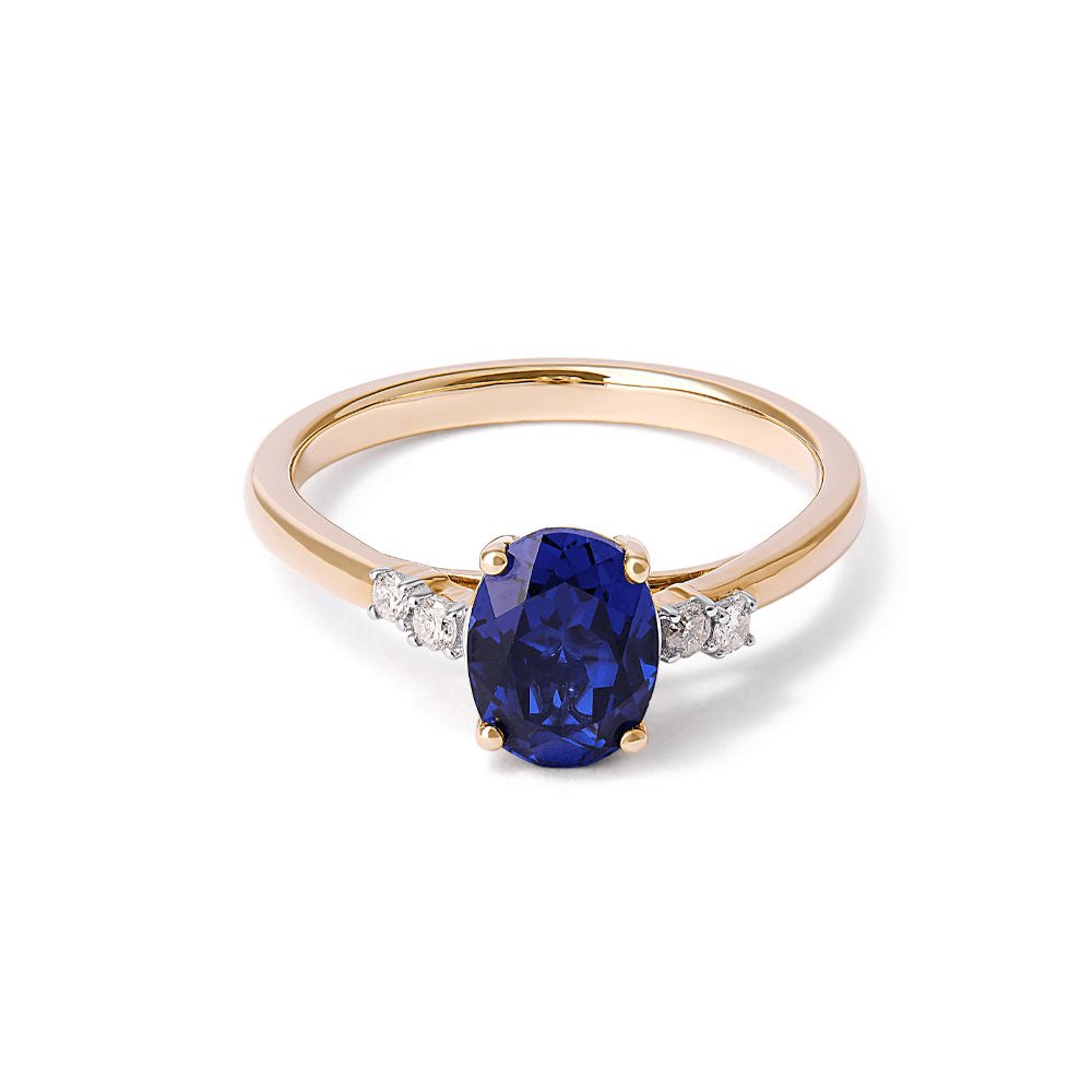 Created Saphire Ring with 0.07tw of Diamonds in 9kt Yellow Gold Rings Bevilles 
