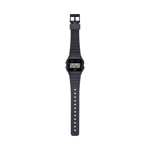 Casio Digital Led Stopwatch AlarmBlack Resin Band Gold Acct F91WB-8A Bevilles Jewellers 