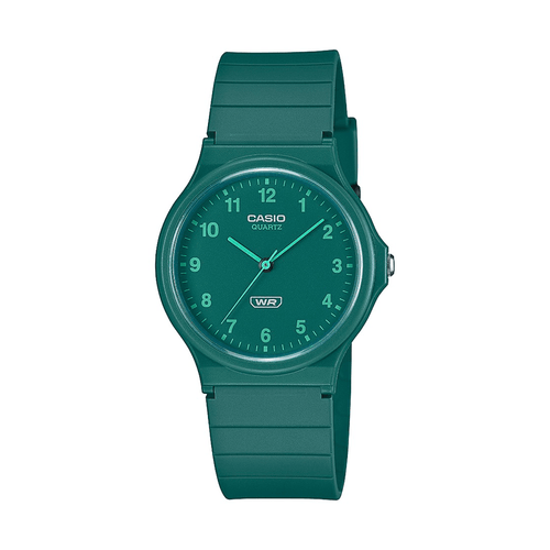 Casio Analogue Water Resistant Green Resin Band MQ24B-3B Bevilles Jewellers 
