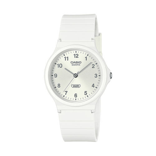 Casio Analogue Water Resistant White Resin Band MQ24B-7B Bevilles Jewellers 