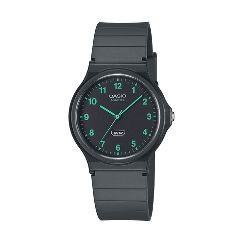 Casio Analogue Water Resistant Black Resin Band MQ24B-8B Bevilles Jewellers 