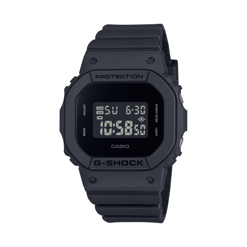 Casio G Shock Mid Dig Black Out Stopwatch Alarm 200M Water Resistant Black Case And Resin Band GMDS5610BB-1D Bevilles Jewellers 